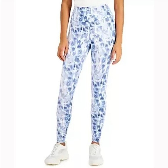 I INC International Concepts Tie Dye Compression Leggings M Medium (8/10) Navy - Picture 1 of 4